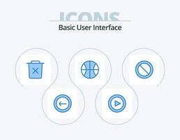grundlegendes blaues Icon-Pack 5-Icon-Design. Verbot. einstellen. Basic. Müll vektor