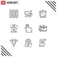 9 universelle Gliederungszeichen Symbole der Aktenkoffer-Fingerbildung Klicken Sie auf editierbare Vektordesign-Elemente für Investitionen vektor