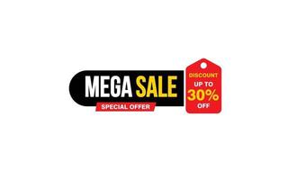 30 Prozent Mega-Sale-Angebot, Räumung, Werbebanner-Layout mit Aufkleberstil. vektor