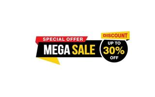 30 Prozent Mega-Sale-Angebot, Räumung, Werbebanner-Layout mit Aufkleberstil. vektor