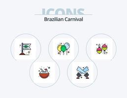 Brasilianische Karnevalslinie gefüllt Icon Pack 5 Icon Design. Gruppe. Musik. Fotografie. Platzhalter. Karneval vektor