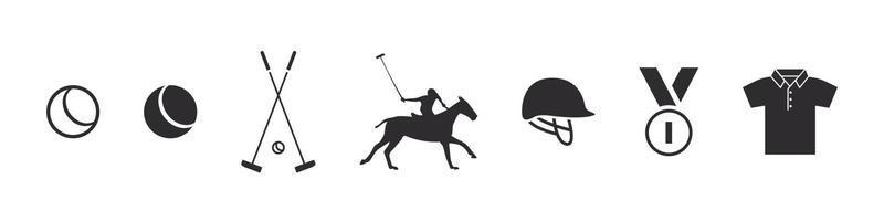 Pferdepolo-Symbole. Sportikonen im einfachen Stil. Pferdepolo-Elemente für Design. Vektorsymbole vektor
