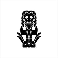 Silhouette der Tiki-Idol-Ikone. einfache Illustration eines Tiki-Idol-Symbols für Webdesign isoliert auf weißem Hintergrund, Tiki-Stammesholzmaske, tropischer exotischer Pflanze und Bambusbrett. traditionelles Hawaii vektor