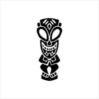 Silhouette der Tiki-Idol-Ikone. einfache Illustration eines Tiki-Idol-Symbols für Webdesign isoliert auf weißem Hintergrund, Tiki-Stammesholzmaske, tropischer exotischer Pflanze und Bambusbrett. traditionelles Hawaii vektor