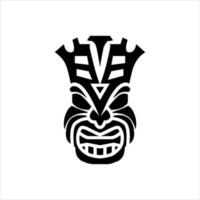 Silhouette der Tiki-Idol-Ikone. einfache Illustration eines Tiki-Idol-Symbols für Webdesign isoliert auf weißem Hintergrund, Tiki-Stammesholzmaske, tropischer exotischer Pflanze und Bambusbrett. traditionelles Hawaii vektor