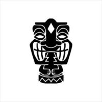 Silhouette der Tiki-Idol-Ikone. einfache Illustration eines Tiki-Idol-Symbols für Webdesign isoliert auf weißem Hintergrund, Tiki-Stammesholzmaske, tropischer exotischer Pflanze und Bambusbrett. traditionelles Hawaii vektor