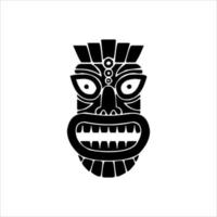 Silhouette der Tiki-Idol-Ikone. einfache Illustration eines Tiki-Idol-Symbols für Webdesign isoliert auf weißem Hintergrund, Tiki-Stammesholzmaske, tropischer exotischer Pflanze und Bambusbrett. traditionelles Hawaii vektor