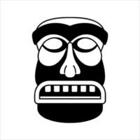 Silhouette der Tiki-Idol-Ikone. einfache Illustration eines Tiki-Idol-Symbols für Webdesign isoliert auf weißem Hintergrund, Tiki-Stammesholzmaske, tropischer exotischer Pflanze und Bambusbrett. traditionelles Hawaii vektor