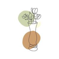 Blumenstraußform minimalistische Strichzeichnung, geeignet für Wanddekoration, Grußkarten, Visitenkarten, Tassen, Aufkleber vektor