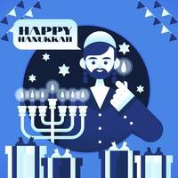 hanukkah de festival av ljus platt design vektor