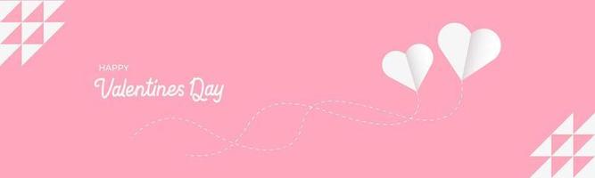 Rosa Thema minimalistisches Happy Valentines Day Banner. Valentinsdesign mit herzförmiger Ikone. 14. Februar. Vektor-Illustration vektor