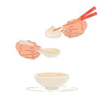 Chinesische Suppe Knödel essen vektor