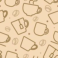 sömlös mönster med enkel ikoner av kaffe och te. vektor illustration.