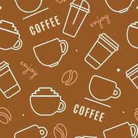 sömlös mönster med enkel ikoner av kaffe och te. vektor illustration. för din förpackning, tapet och tyg design.