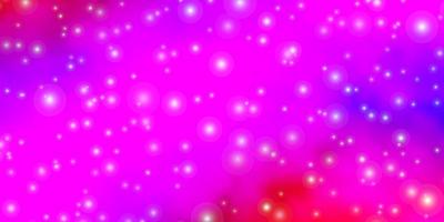 hellrosa, roter Vektorhintergrund mit bunten Sternen. vektor
