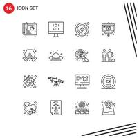 Stock-Vektor-Icon-Pack mit 16 Linienzeichen und Symbolen für Kappenverschmutzung plus Maskengeld editierbare Vektordesign-Elemente vektor