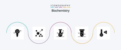 Symbolpaket für Biochemie-Glyphe 5 einschließlich Temperatur. Prüfung. DNA. Labor. Trank vektor