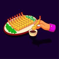 Dieses Vektor-Tempura-Garnelen-Menü ist perfekt für jedes japanische Restaurant oder Meeresfrüchte-Themenprojekt vektor