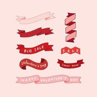 hand gezeichnete vektorillustration des valentinstagbandsets. vektor