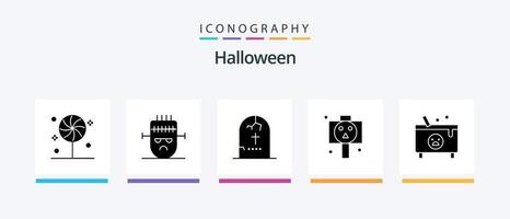 Halloween Glyphe 5 Icon Pack inklusive Kessel. Grusel. Tod. Halloween. Religion. kreatives Symboldesign vektor