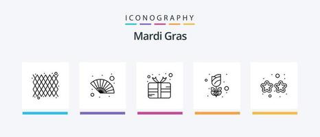 mardi gras linje 5 ikon packa Inklusive . karneval. fest. baner. mardi gräs. kreativ ikoner design vektor