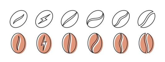 Kaffeebohnen. lineare Symbole. Kaffeebohnen in verschiedenen Formen. Vektor-Illustration vektor