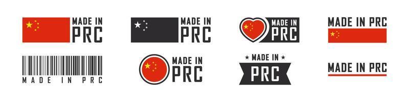 tillverkad i prc logotyp eller etiketter. tillverkad i människors republik av Kina. Kina produkt emblem. vektor illustration