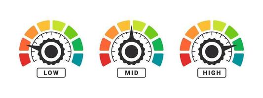 mätning skala. risk meter. prestanda mått. pekar på de emotionell tillstånd.vektor illustration vektor