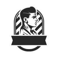 Logo, das einen brutalen und stilvollen Mann darstellt. kann zu einem einfachen, aber wirkungsvollen Gestaltungselement für einen Friseursalon oder Salon werden. vektor