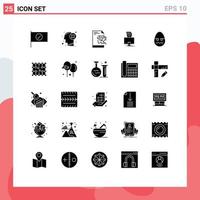 Piktogrammsatz von 25 einfachen soliden Glyphen der Osterfeierdatei Programmierer Benutzer editierbare Vektordesign-Elemente vektor