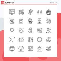 grupp av 25 rader tecken och symboler för pott pengar elektronik tillväxt mynt redigerbar vektor design element