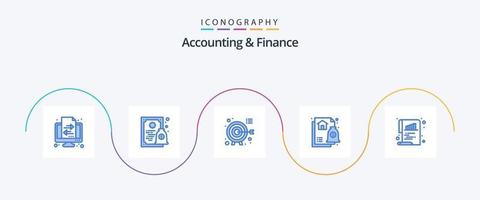 bokföring och finansiera blå 5 ikon packa Inklusive Diagram. inteckning. dart. hus. råd vektor