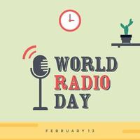 värld radio dag på februari 13 bakgrund mall vektor