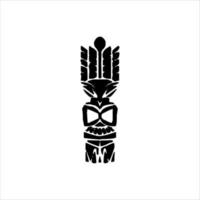 Silhouette der Tiki-Idol-Ikone. einfache Illustration eines Tiki-Idol-Symbols für Webdesign isoliert auf weißem Hintergrund, Tiki-Stammesholzmaske, tropischer exotischer Pflanze und Bambusbrett. traditionelles Hawaii vektor