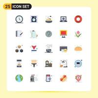 Stock Vector Icon Pack mit 25 Zeilen Zeichen und Symbolen für Hobbys Urlaub Essen Float Herz editierbare Vektordesign-Elemente
