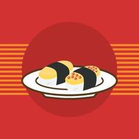 japansk sushi eras på en tallrik vektor illustration