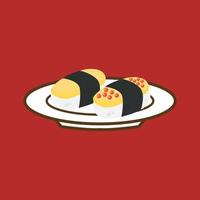 japansk sushi eras på en tallrik vektor illustration