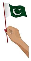 weibliche hand hält sanft kleine flagge der islamischen republik pakistan. Urlaubsgestaltungselement. Cartoon-Vektor auf weißem Hintergrund vektor