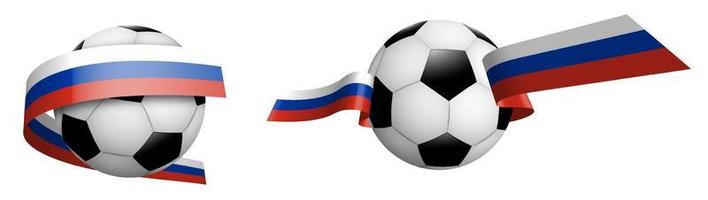bälle für fußball, klassischer fußball in bändern mit farben der flagge der russischen föderation. Gestaltungselement für Fußballwettbewerbe. isolierter Vektor auf weißem Hintergrund