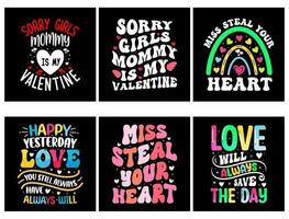 Valentinstag-T-Shirt-Designpaket kostenlos, Satz von Valentinstag-T-Shirts, Färbung von Valentinstag-T-Shirts vektor