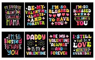 valentines dag t skjorta design bunt, uppsättning av valentine t skjorta, färg valentine t skjorta vektor