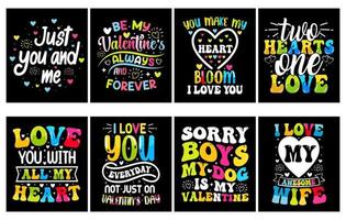 Valentinstag-T-Shirt-Design-Bundle, Satz von Valentinstag-T-Shirts, Färbung von Valentinstag-T-Shirts vektor