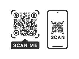 QR-Code. schnelle Antwortcodes. Barcode-Zeichen. QR-Code-Flachsymbol mit Telefon scannen. Vektorbilder vektor