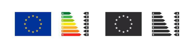 Energieeffizienz-Plaketten der Europäischen Union. Energieeffizienzklasse. Pfeile zur Energieeffizienz. Vektor-Illustration vektor