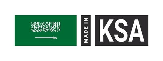 hergestellt in saudi-arabien etikettenschild. Produkt-Emblem. Flagge des Herstellungslandes. Vektor-Illustration vektor