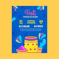 Holi-Festivalplakat mit Farben. Vektor