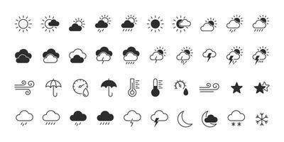 väder ikon uppsättning. väder prognos ikoner i platt stil. vektor illustration