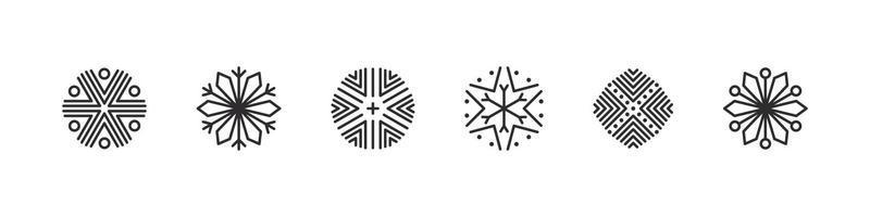 snöflingor. modern jul ikoner. xmas tecken. snö prydnad ikoner. vektor illustration