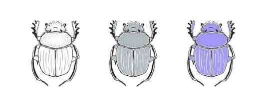 helig scarab. hand dragen skissat skalbagge. klotter skalbaggar. vektor illustration