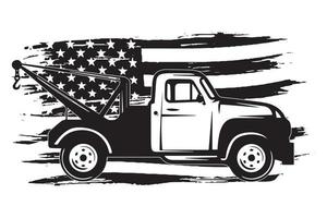 Abschleppwagen mit amerikanischem Flaggendesign vektor